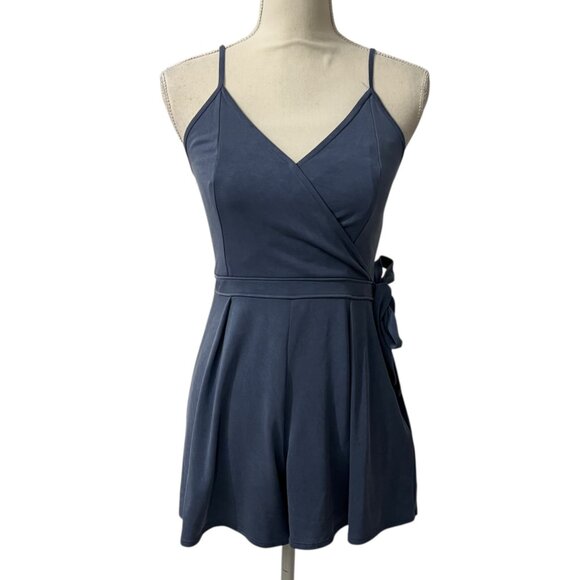 Vintage Abercrombie & Fitch Y2K Blue Faux Wrap Spaghetti Strap Romper Size S - Picture 2 of 10